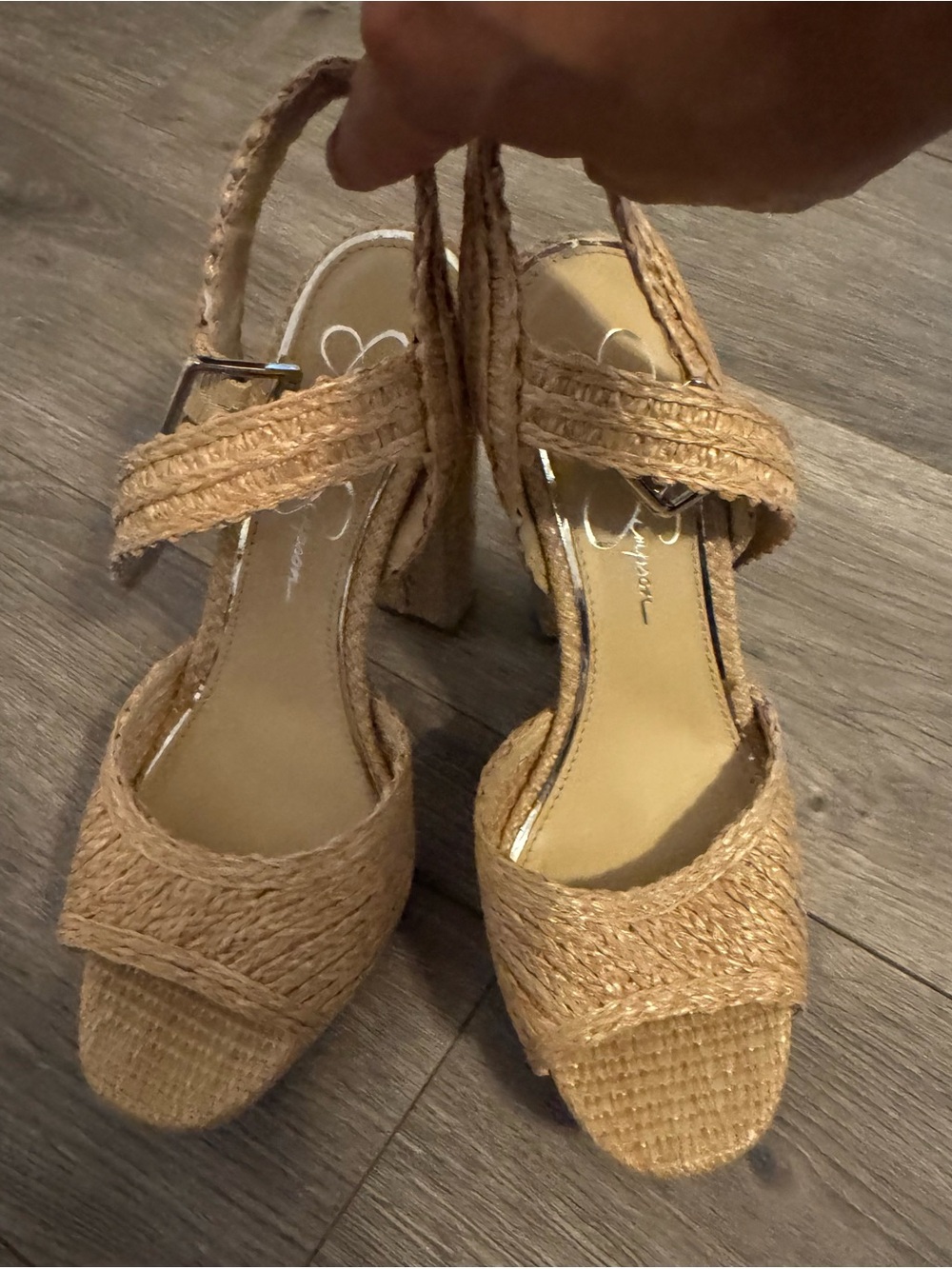 Jessica Simpson Natural Woven Slingback Wedge Sandals